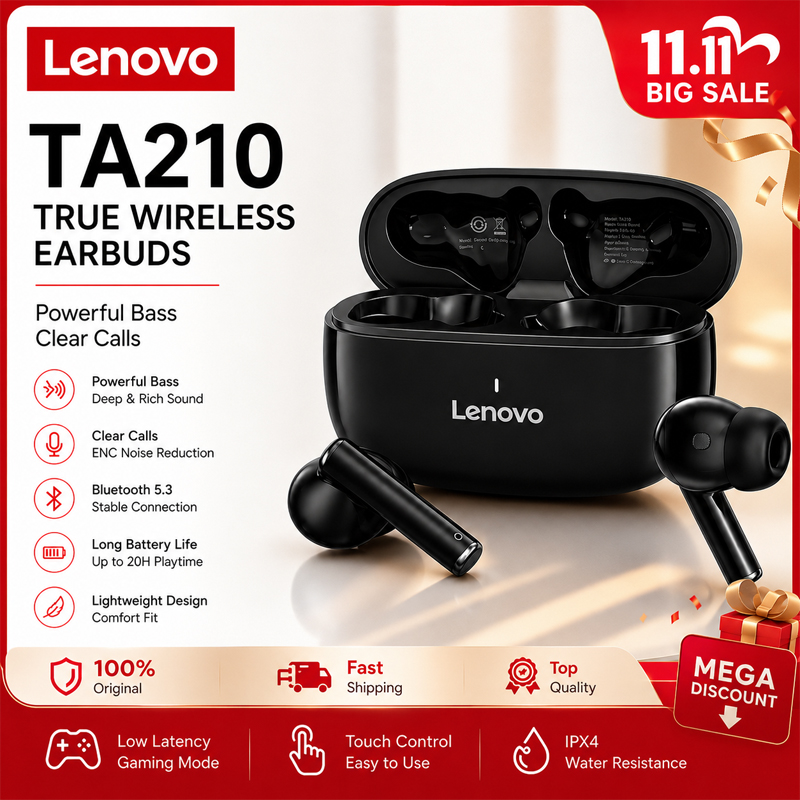 Anc Wireless Over Ear Headphones - Cuffie Bluetooth Wireless Lenovo TA210 con