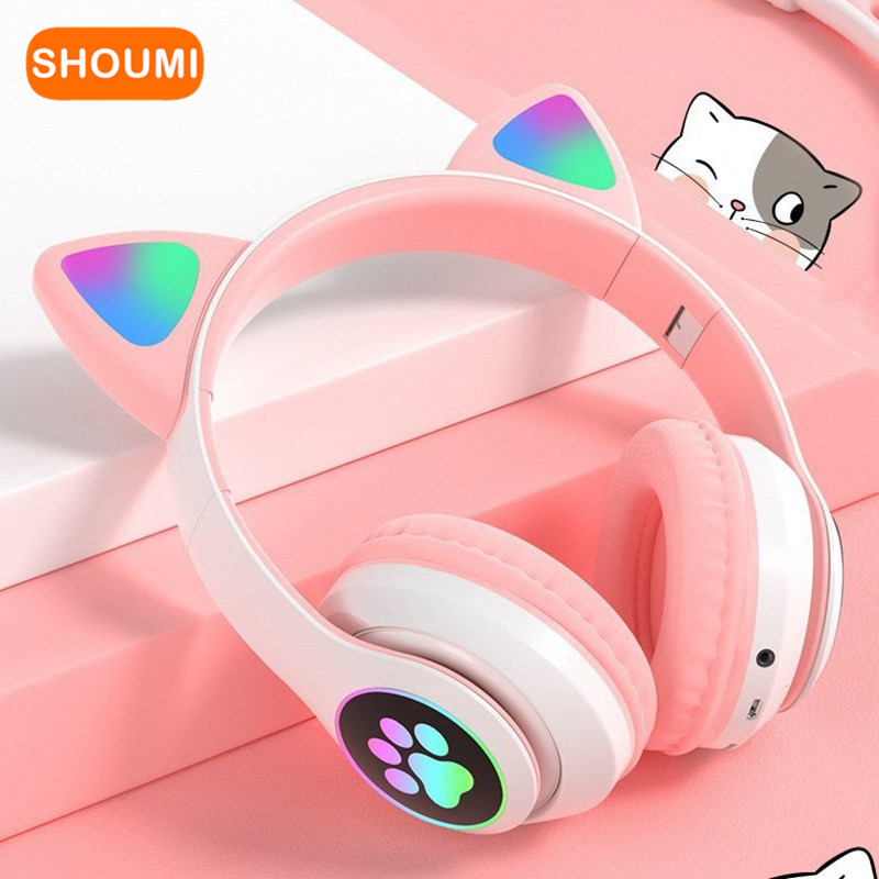 Cat Ear Bluetooth Headset Led - LED lampeggiante Cuffie con orecchie di