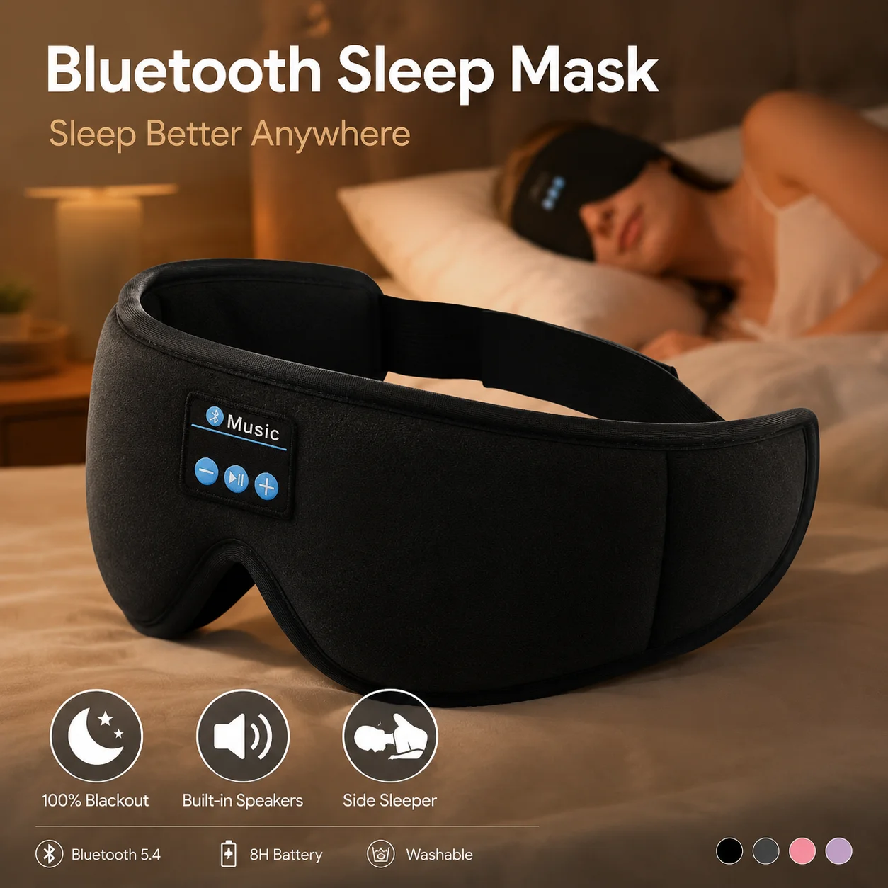 Sleep Mask Headphones Bluetooth - Maschera per Dormire con Cuffie Wireless,
