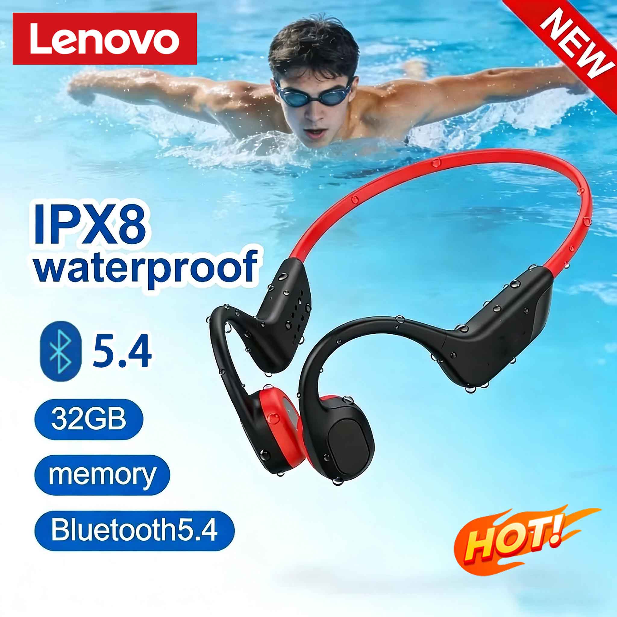Bone Conduction Running Headphones - Cuffie a Conduzione Ossea Lenovo Bluetooth
