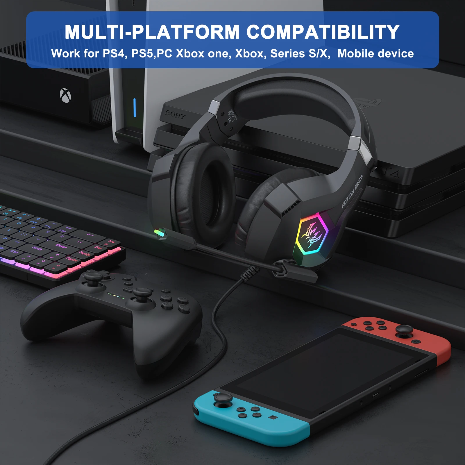 Cuffie da gioco cablate con au - Gaming Headset With Mic Rgb recensione e prezzo